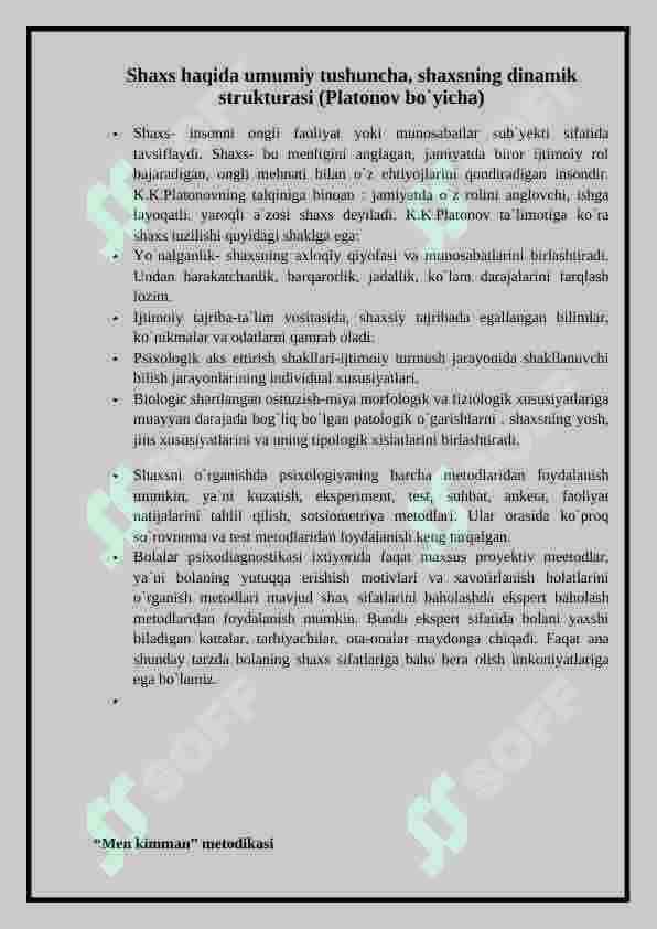 Shaxsni o`rganish metodlari 2