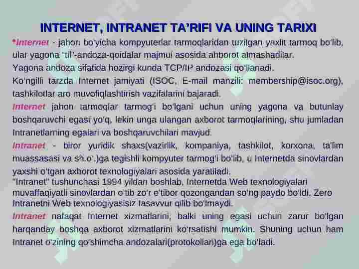 Internetning asosiy tushunchalari 2