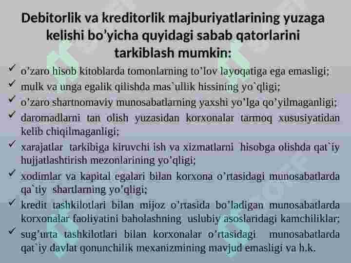 Debitorlik va kreditorlik qarzlarining tahlili 4