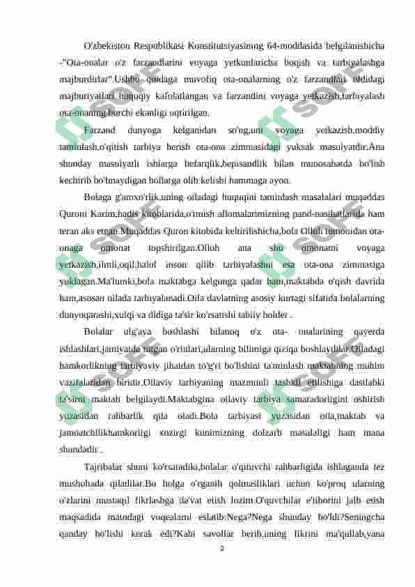 O’quvchilarning mustaqil ishlarini tashkil etish 2