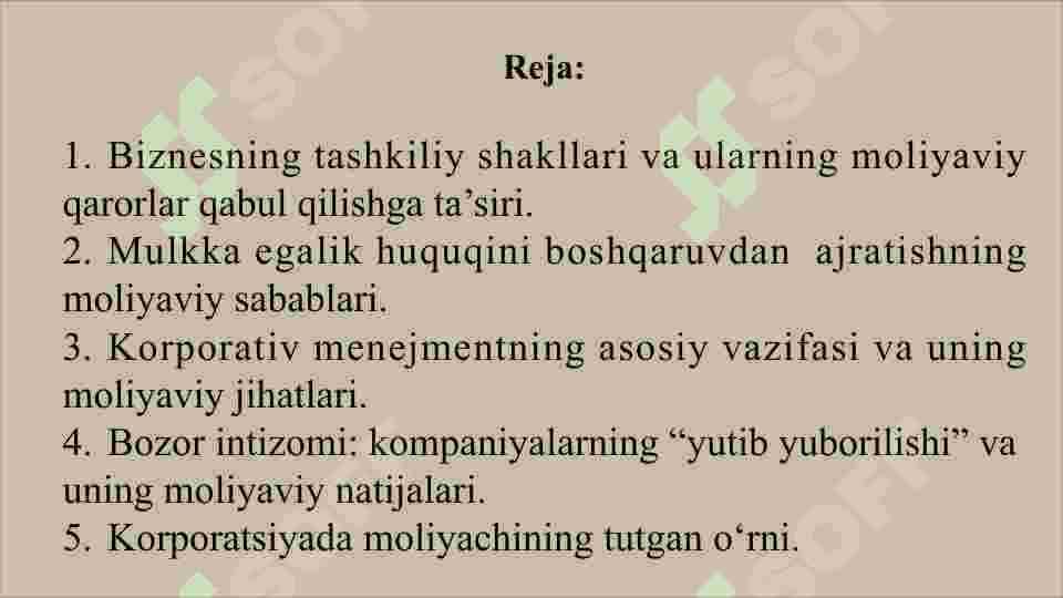 Zamonaviy moliyaning fundamental masalalari 2