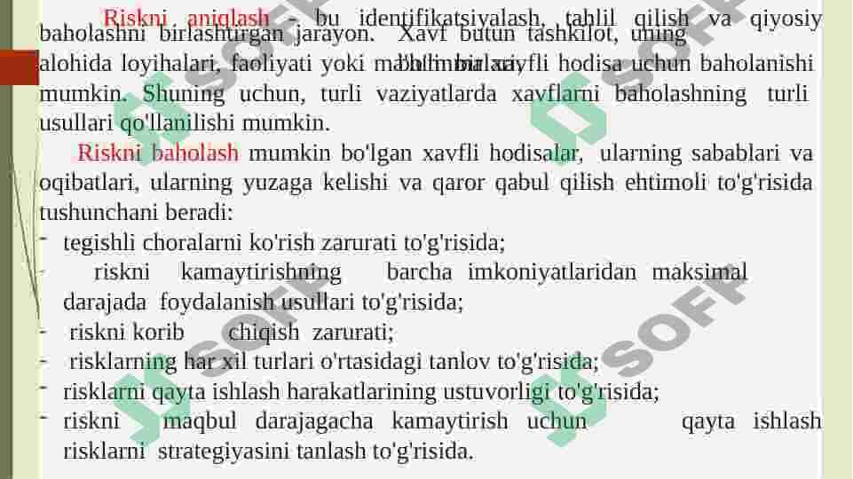 RISK TUSHUNCHASI HAQIDA MA'LUMOT 6