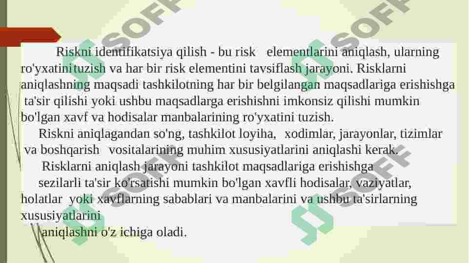 RISK TUSHUNCHASI HAQIDA MA'LUMOT 7