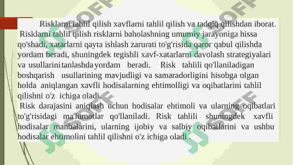 RISK TUSHUNCHASI HAQIDA MA'LUMOT 8