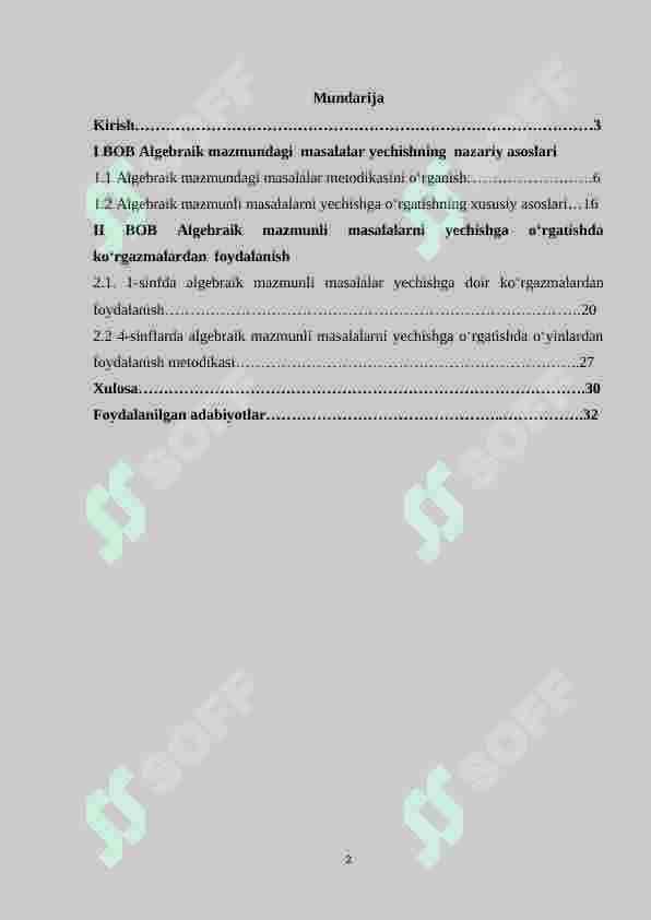 Boshlang‘ich sinf o‘quvchilariga algebraik materiallarni o‘rgatish metodikasi 2