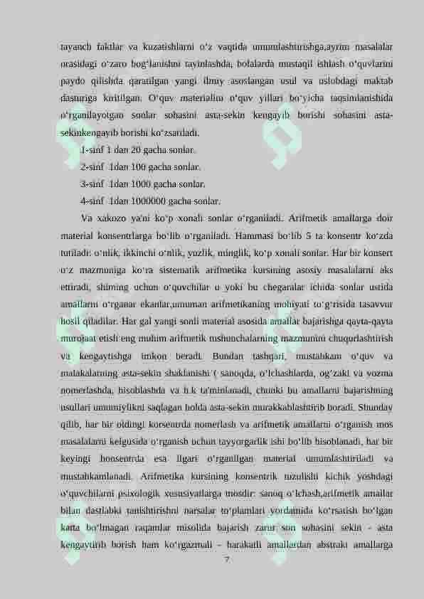 Boshlang‘ich sinf o‘quvchilariga algebraik materiallarni o‘rgatish metodikasi 7