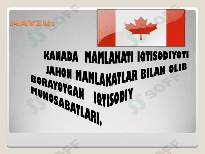 Kanada mamlakati iqtisodiyoti 1
