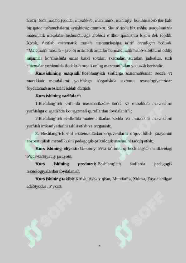 Boshlang‘ich sinflarda matematikadan sodda masalalar va ularni yechishga o‘rgatish metodikasi 4