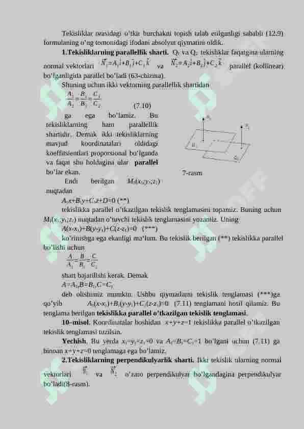 Fazoda ikki tekislik o’rtasidagi burchak 2