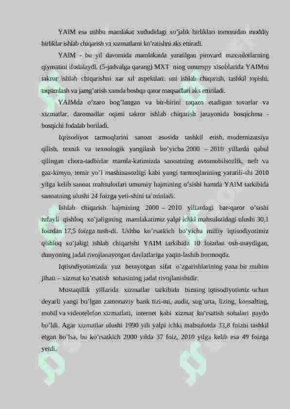 YALPI ICHKI MAHSULOT STATISTIKASI 2