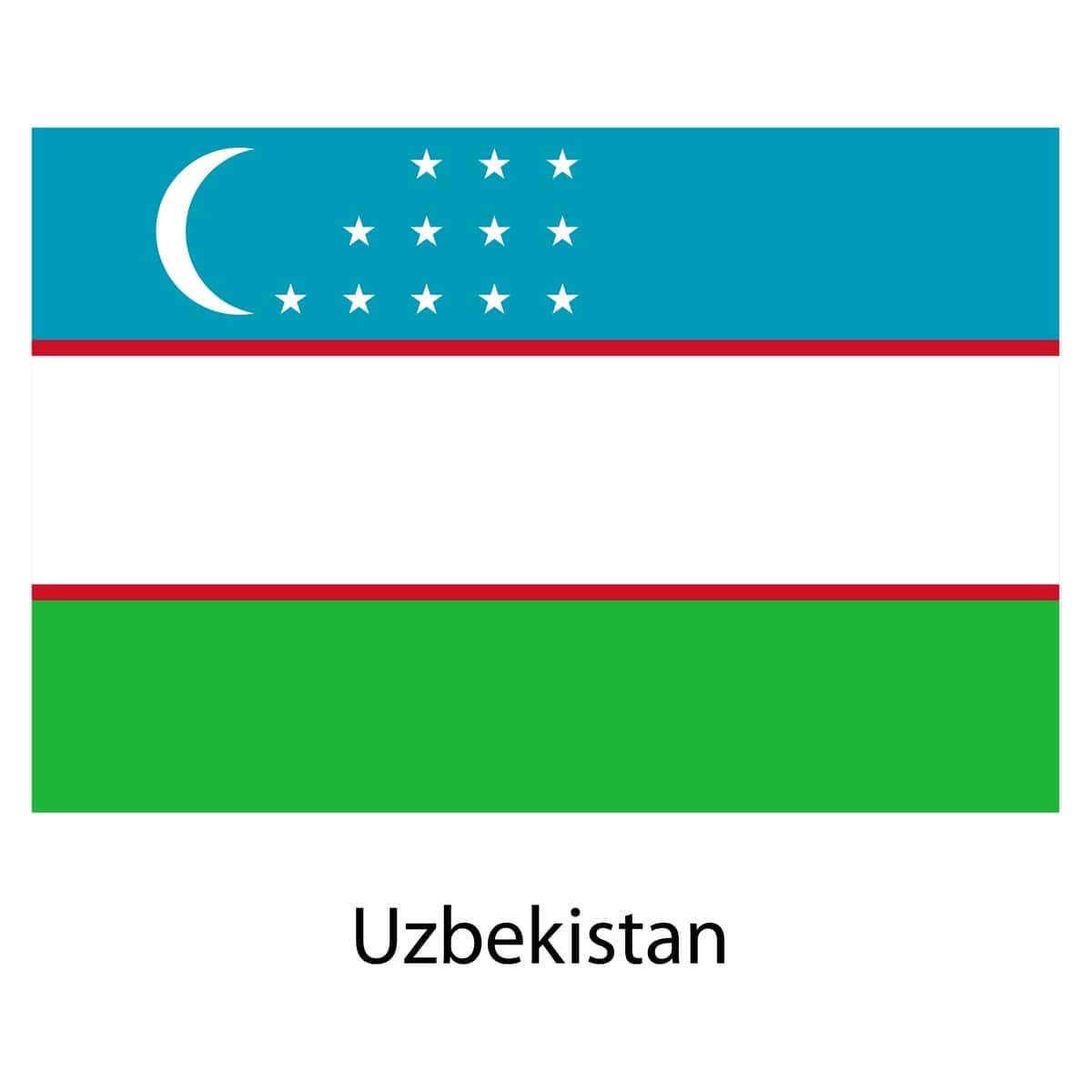 O'zbekiston bayrog'i vektor tasviri | Flag country uzbekistan vector illustration 1