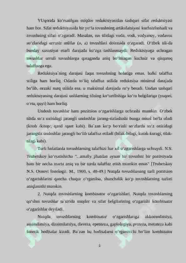 TOVUSHLARNING NUTQDAGI POZITSION VA KOMBINATOR O‘ZGARISHLARI 2