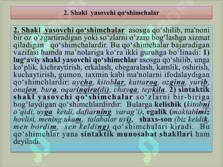 MORFEMIKA. MORFEMA, UNING TURLARI 8