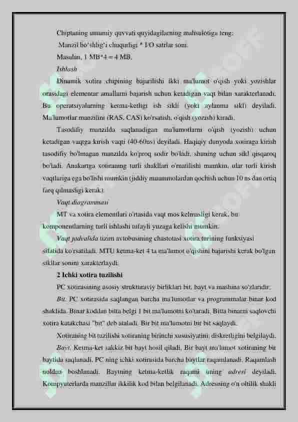 Xotirali va o’zaro kompyuterni tashkillashtirish usullari 6