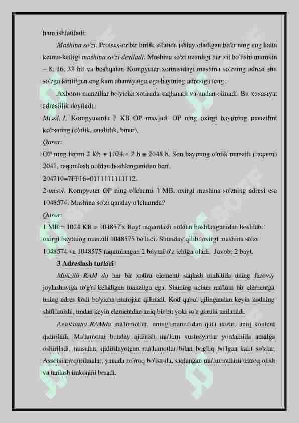 Xotirali va o’zaro kompyuterni tashkillashtirish usullari 7