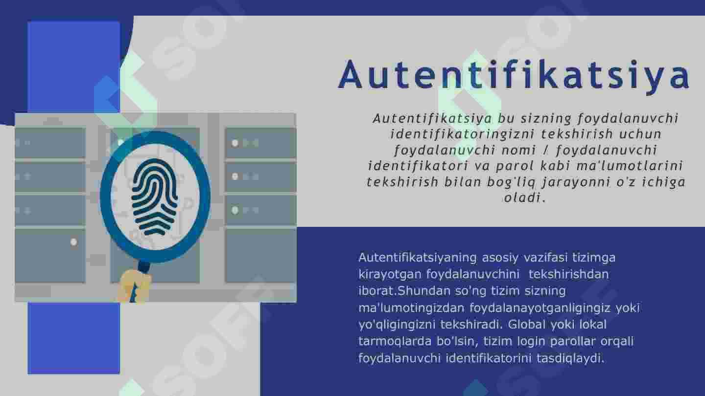 Autentifikatsiya , Autorizatsiya va himoyalasj 4