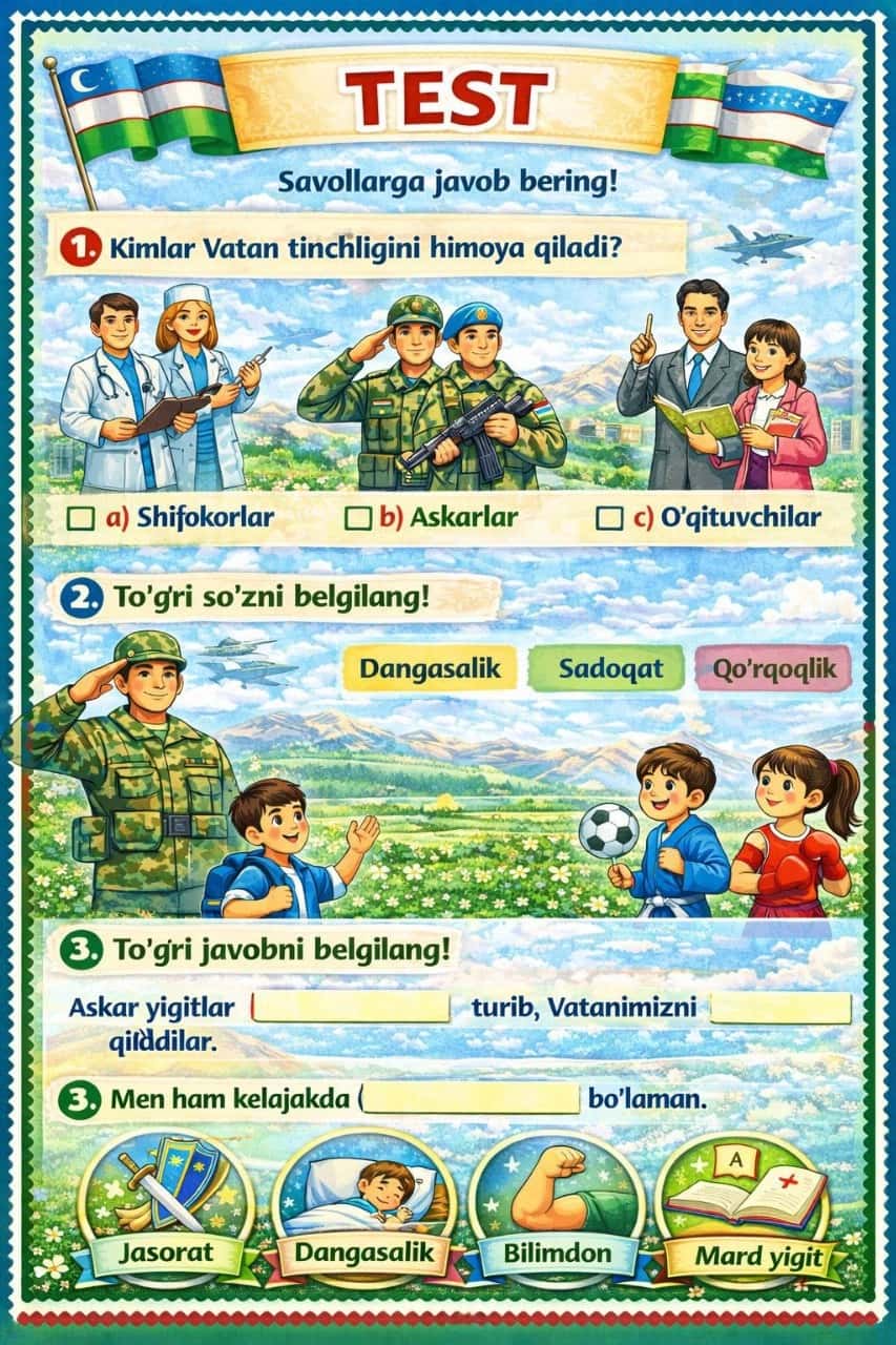 14 yanvarga testlar 1