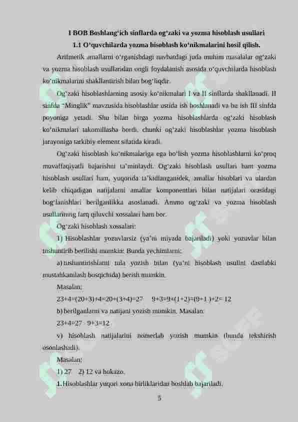 Boshlangʻich sinflarda matematikadan ogʻzaki hisoblashga oʻrgatish metodikasi (4 sinf misolida) 5