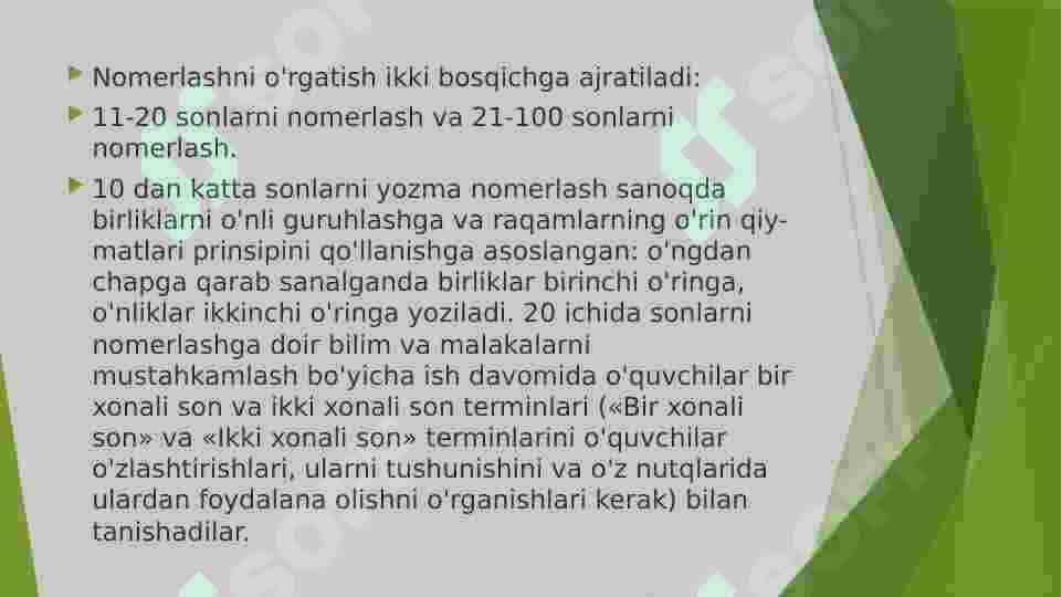 Nomerlashga o‘rgatishga tayyorgarlik 2