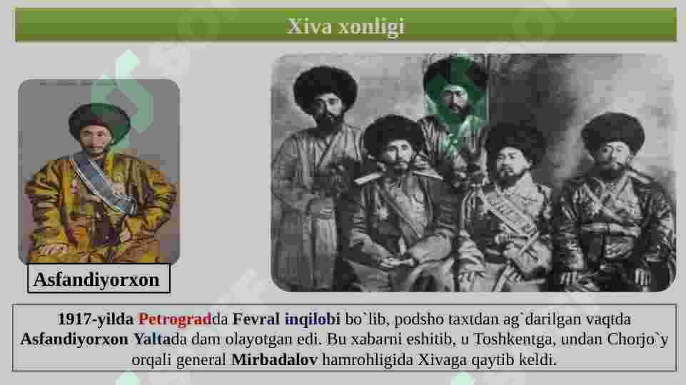 Xorazm va Buxoroda xonligi va amirligini yemirilishi 2