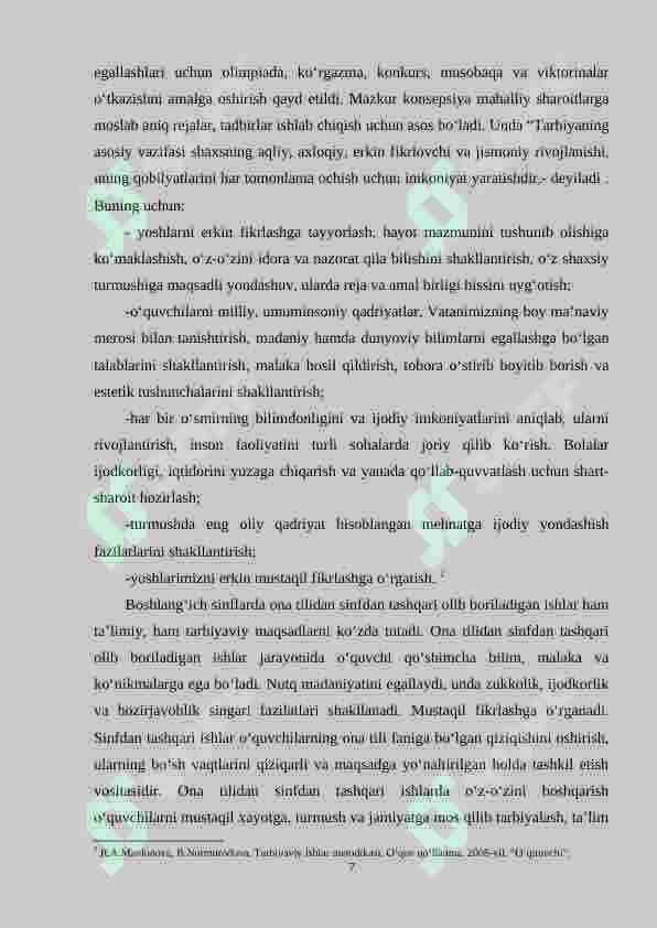 Ona tilidan tanlovlar rejasini ishlab chiqish metodlari 7