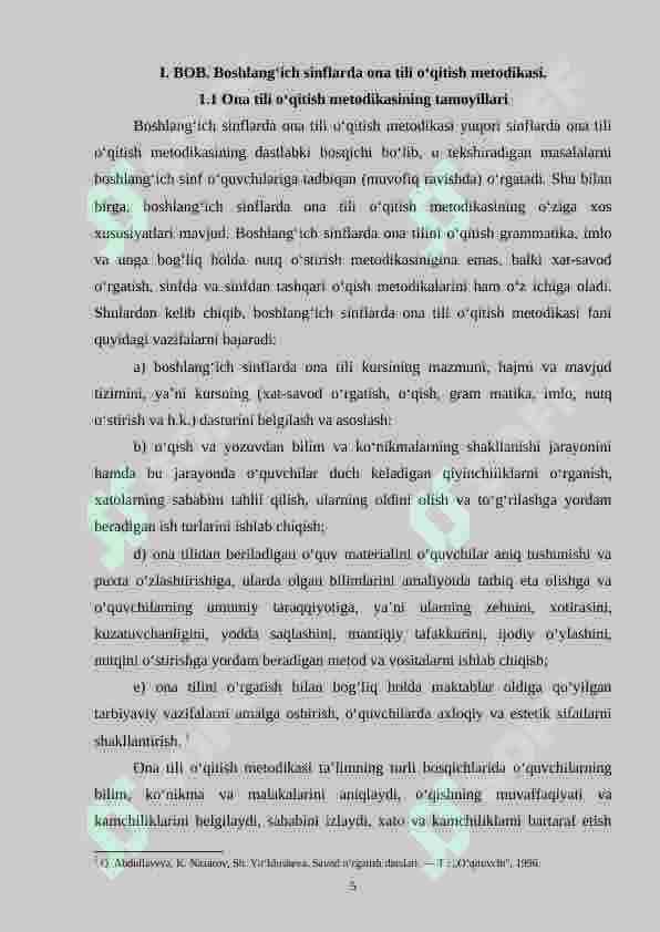 Boshlang‘ich sinfda gap va so‘z birikmasi ustida ishlash metodlari. 5