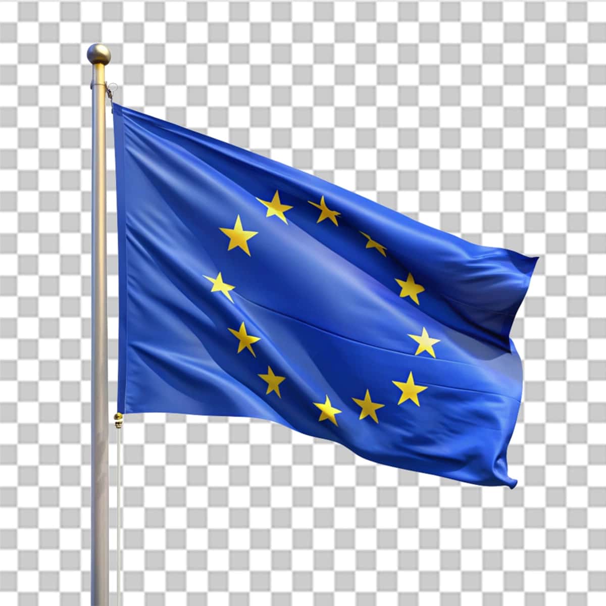 Yevropa Ittifoqi bayrog'ini silkitib, shaffof fonda | European union waving flag isolated transparent background 1