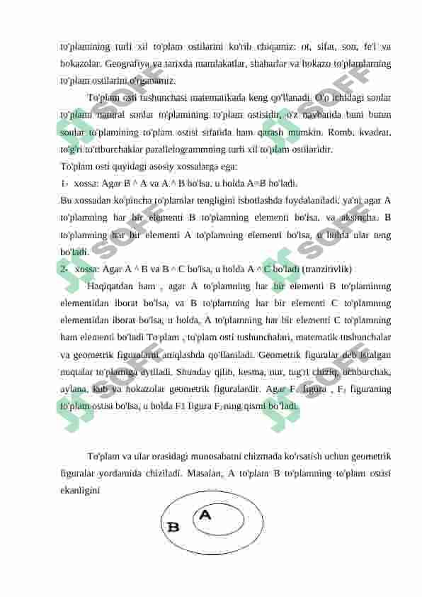 TO’PLAMLAR VA ULARNING BERILISH USULLARI. MISOLLAR 7