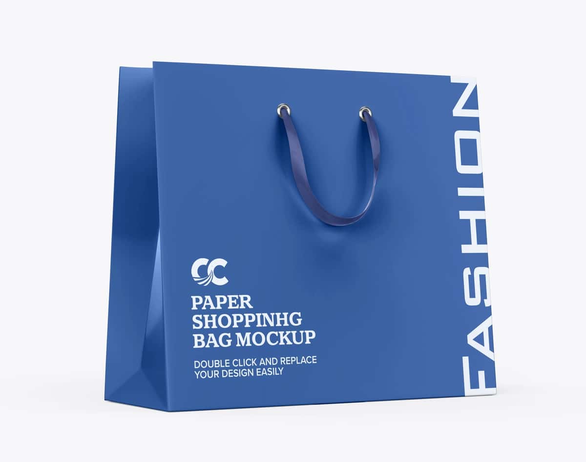 Qog'oz xarid qilish sumkasi maket dizayni | Paper shopping bag mockup design 1