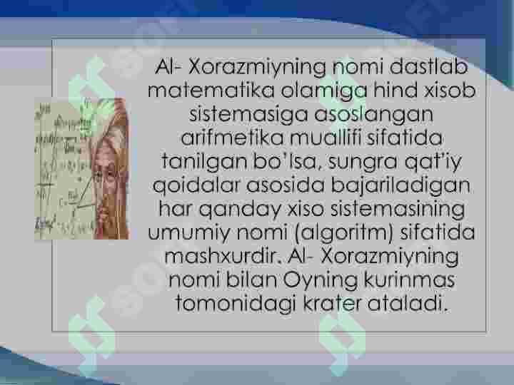 O‘RTA ASR SHARQ ALLOMALARINING MATEMATIKAGA QO’SHGAN HISSALARI 3