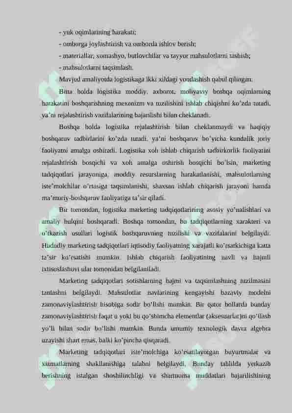 Logistikada asosiy oqimlar 2