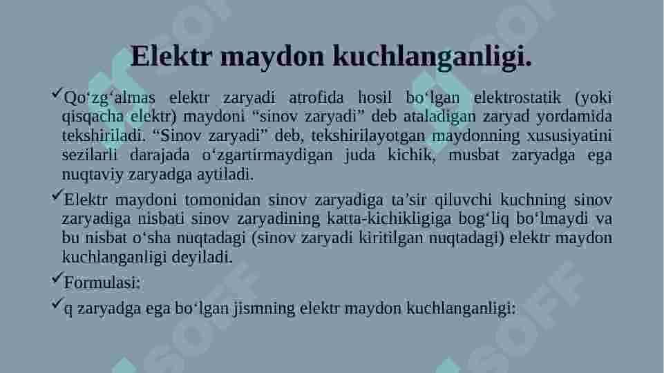Elektr maydon kuchlanganligi va maydon potensiali 3