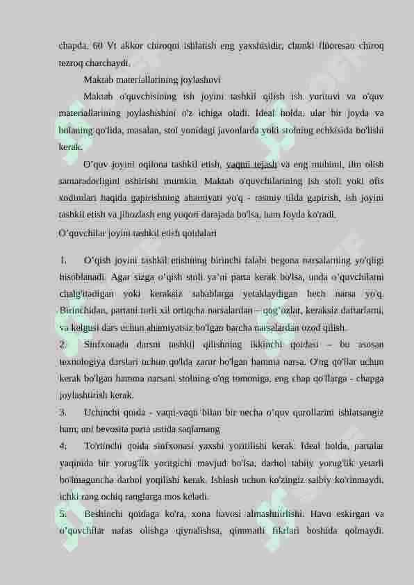 SINFDA OʻQUVCHILARNING ISH JOYINI TASHKIL ETISH 2