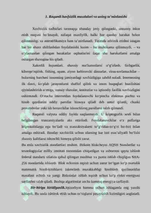 RAQAMLI IQTISODIYOTDA XAVFSIZLIK MASALALARI 2