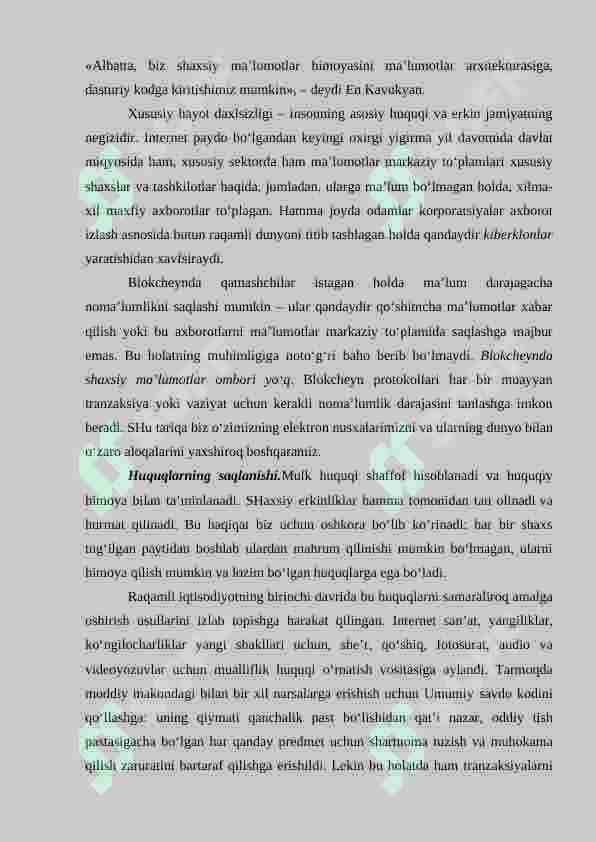 RAQAMLI IQTISODIYOTDA XAVFSIZLIK MASALALARI 7