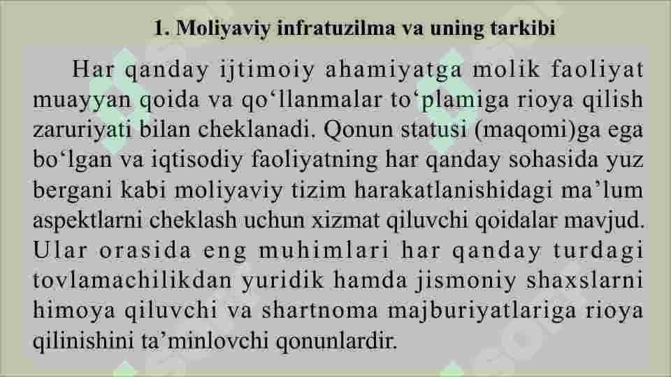 Moliyaviy infratuzilma va moliyaviy tashkilotlar 2
