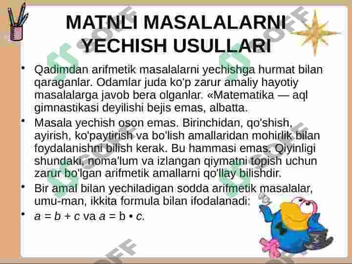 Matnli masalalarni yechish usullari 2