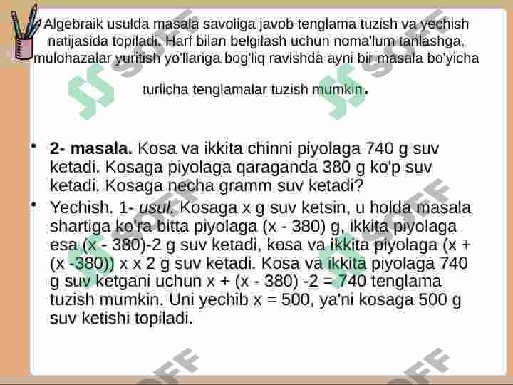 Matnli masalalarni yechish usullari 4