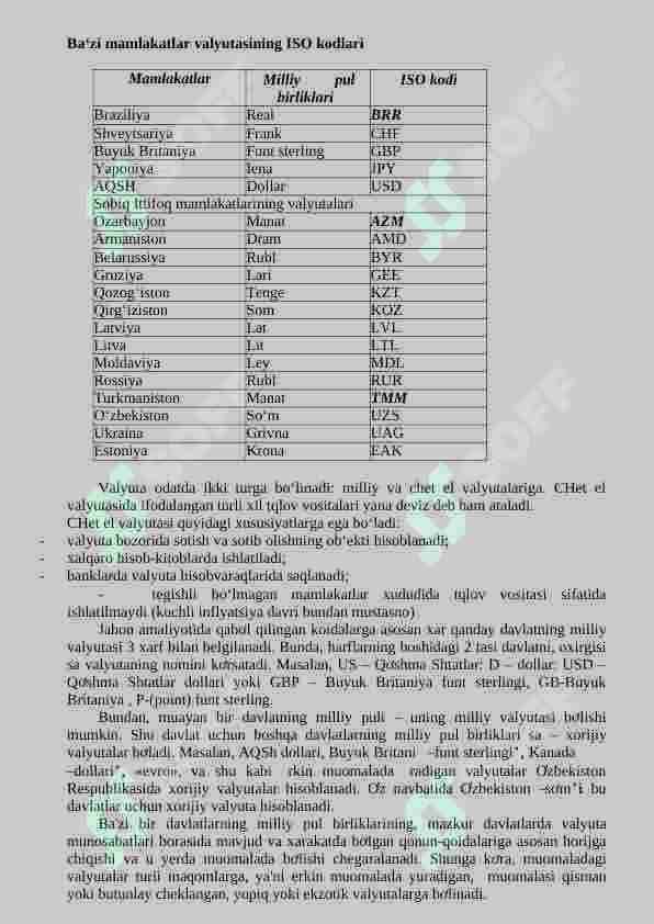 Pulning xalqaro munosabatlardagi harakati 6