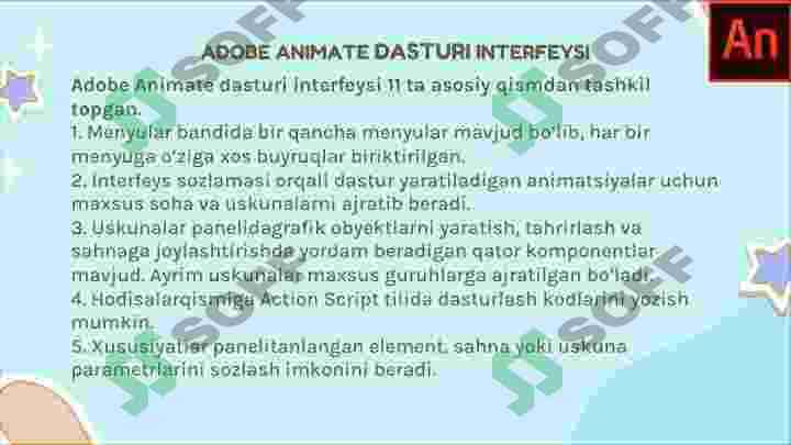 ADOBE ANIMATE DASTURINING INTERFEYSI VA USKUNALAR PANELI 3
