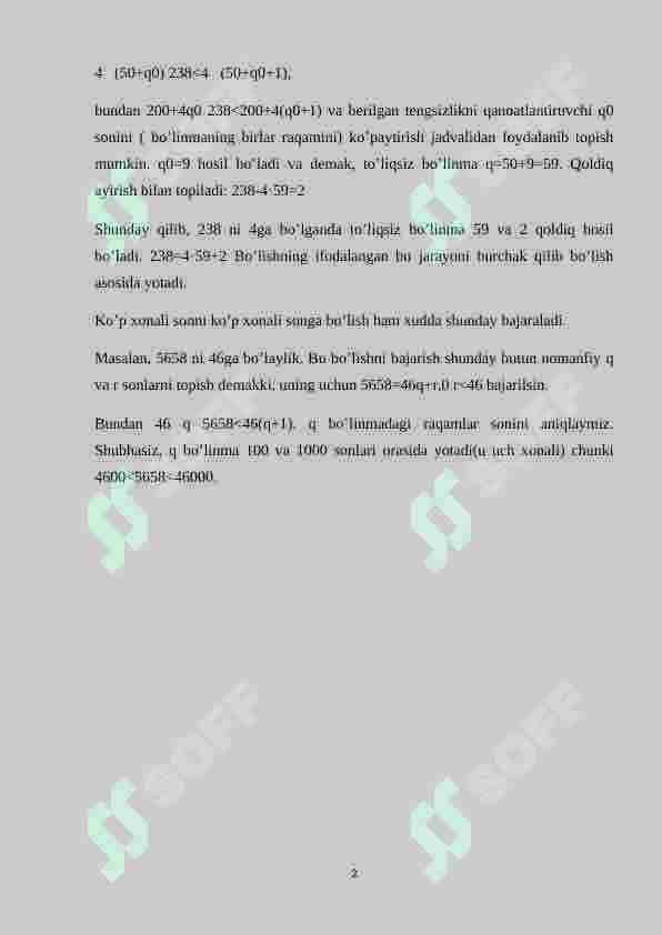 O‘nli sanoq sistemasida ko‘paytirish va bo‘lish 2