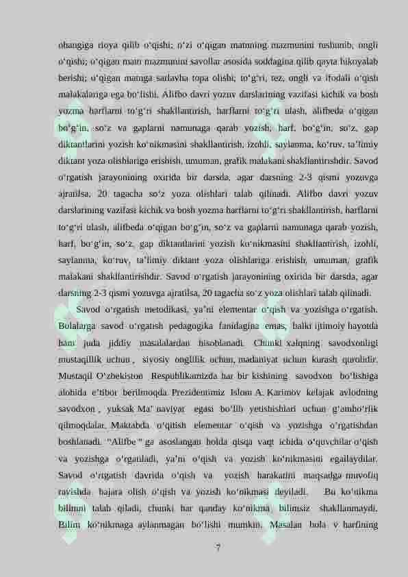 Savod o‘rgatish davridagi dars tiplari, ularning maqsadi, mazmuni va ko‘rinishi 7