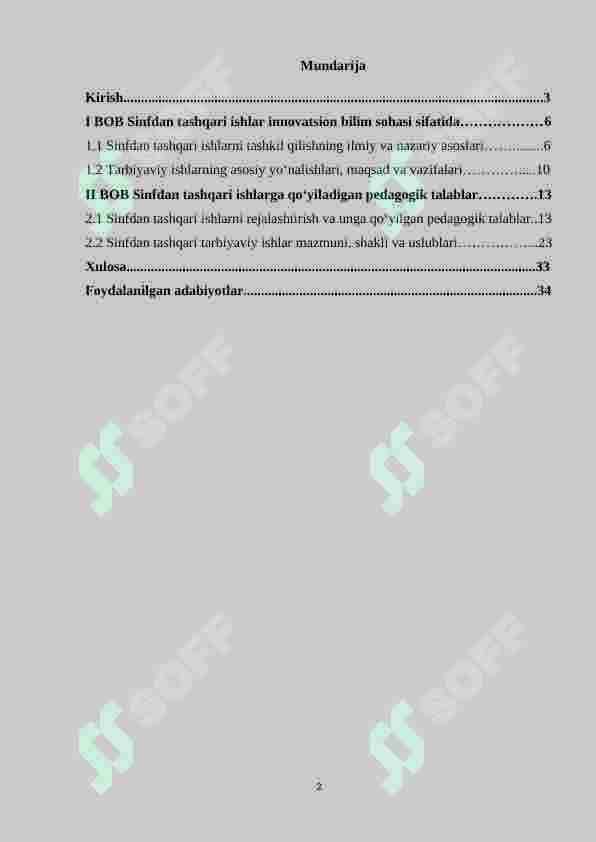 Sinfdan tashqari ishlarning shakllari va vazifalari 2