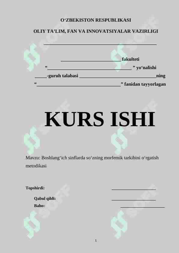 Boshlang‘ich sinflarda so‘zning morfemik tarkibini o‘rgatish metodikasi