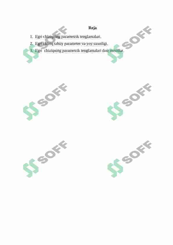 Egri chiziqning parametrik tenglamalari. 2