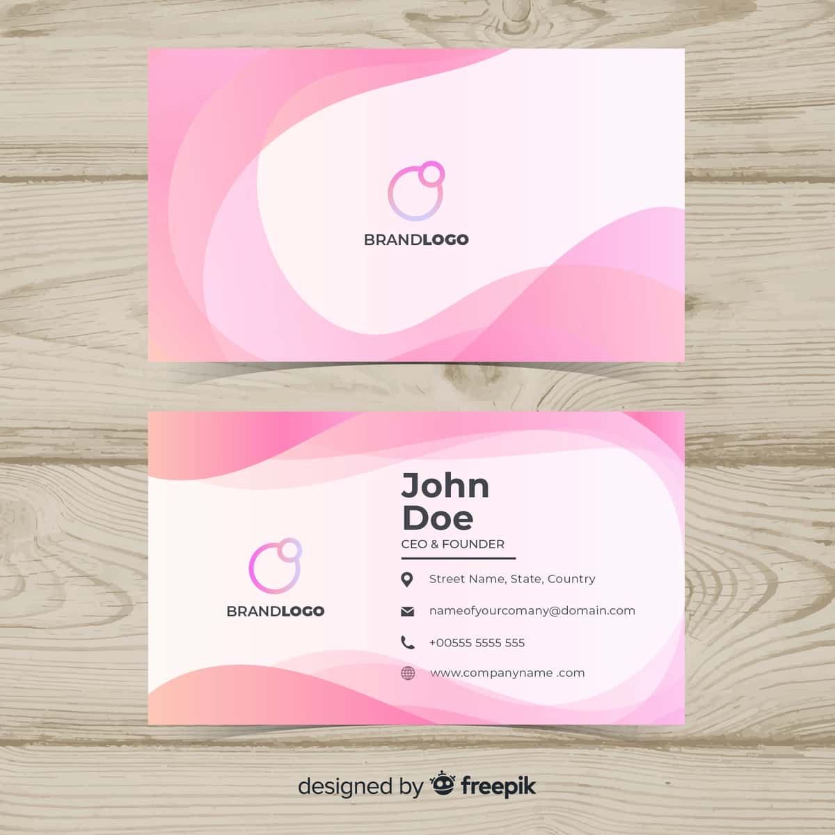 Yassi mavhum biznes karta shabloni | Flat abstract business card template 1