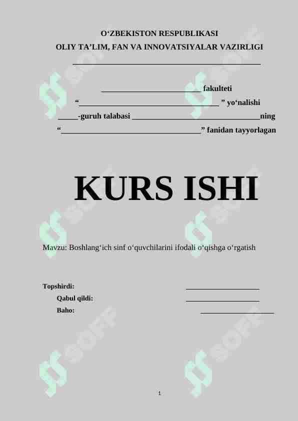 Boshlang‘ich sinf o‘quvchilarini ifodali o‘qishga o‘rgatish