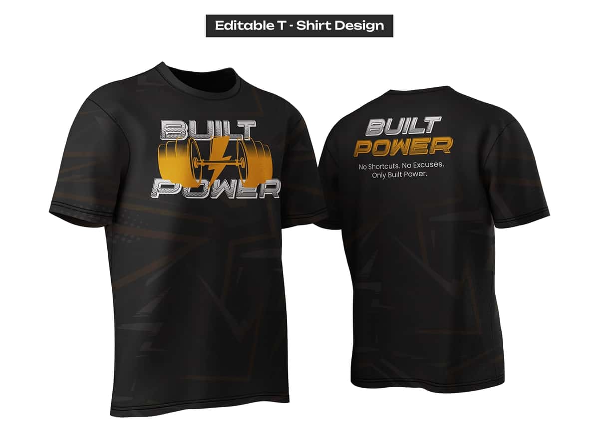 O'rnatilgan kuchli sanoat mavzusi bilan tahrirlanadigan futbolka dizayni | Editable t shirt design with built power industrial theme 1