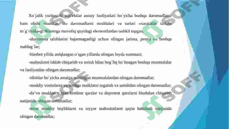 ASOSIY FAOLIYATDAN OLINGAN BOSHQA DAROMADLARNI TEKSHIRISH 2