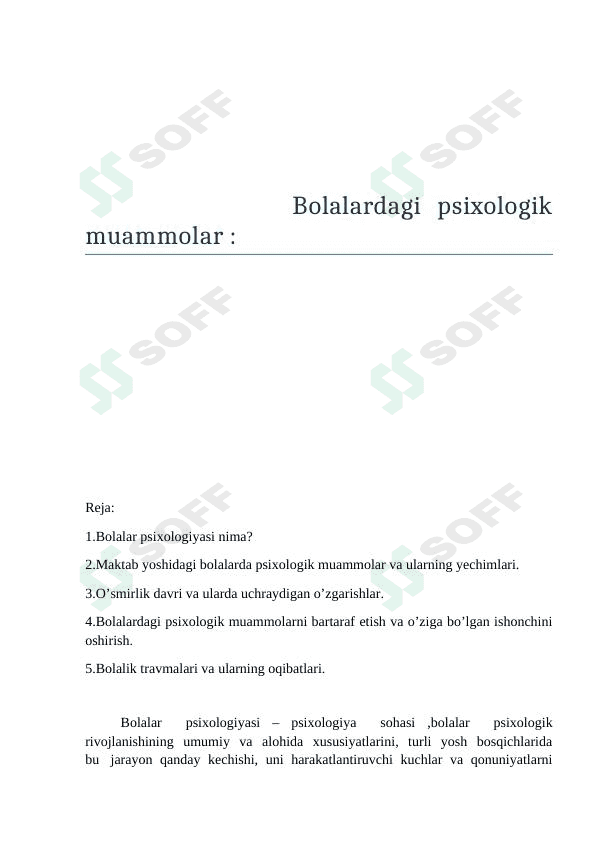 Bolalardagi psixologik muammolar 1